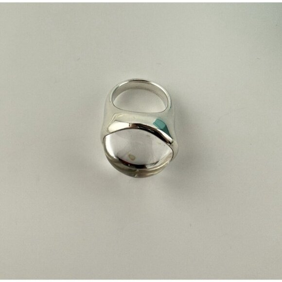 Tiffany & Co. Elsa Peretti 19mm Rock Crystal Cabochon Ring in Silver Size 5 - Picture 5 of 11